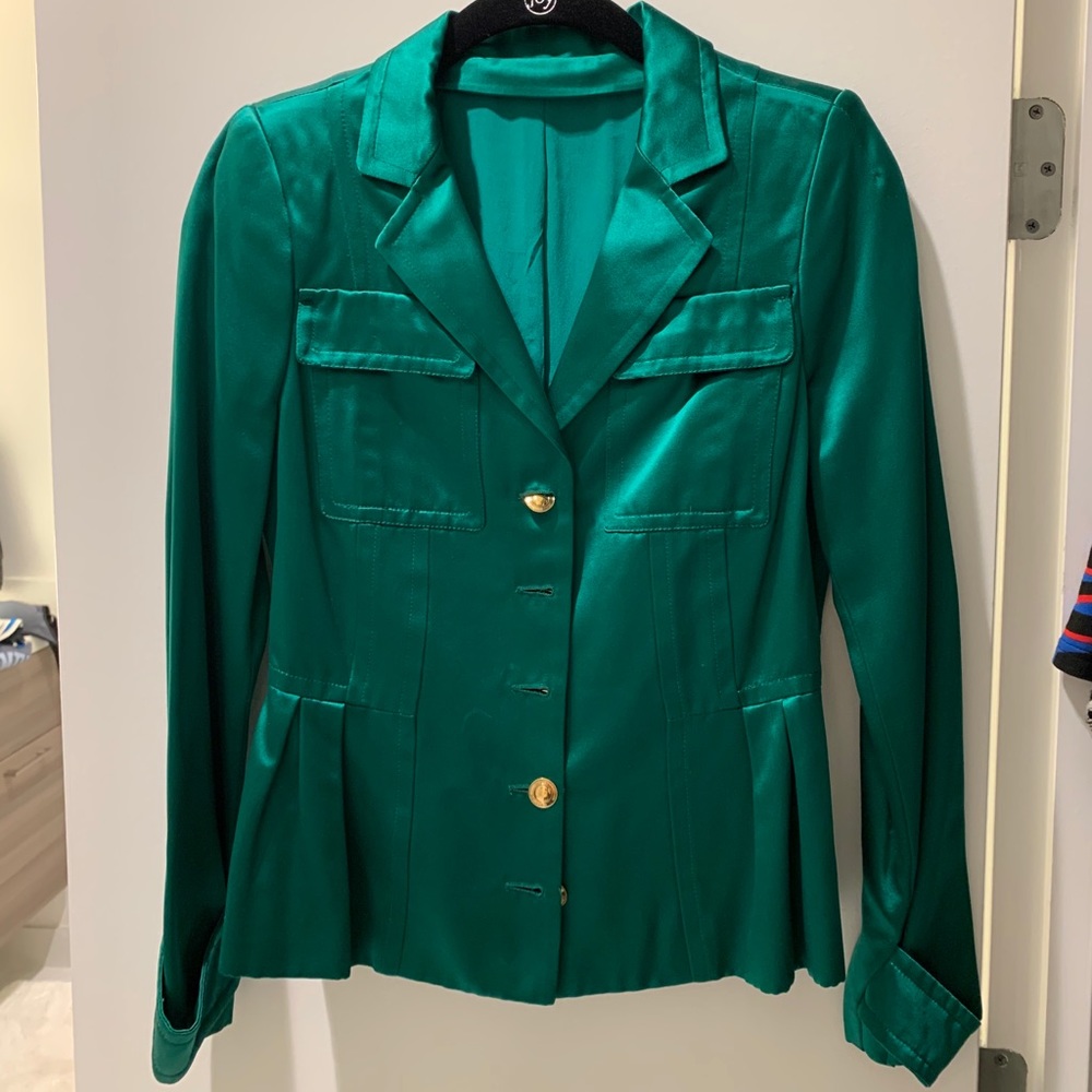 Gucci emerald green satin blazer